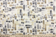 Load image into Gallery viewer, This fabric features an abstract design in shades of brown and gray on a off white background.  It it is perfect for window treatments, decorative pillows, handbags, light duty upholstery applications.  This fabric has a soft workable feel yet is stable and durable with 50,000 double rubs.  
