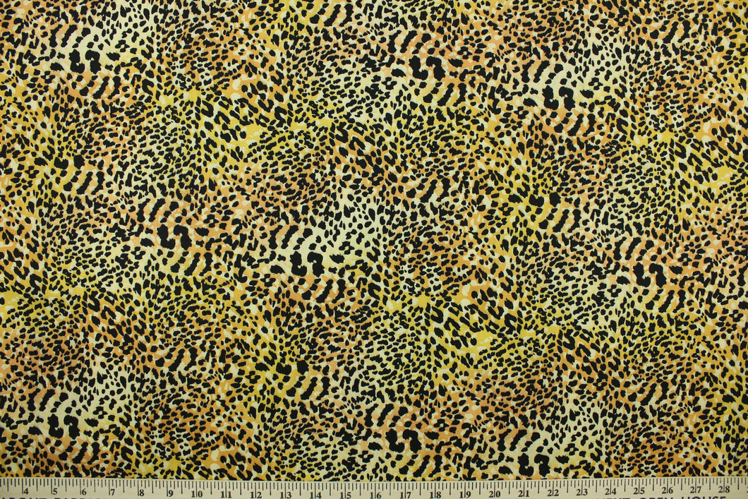 This fabric features an animal print design in brown, black and tan.  The multi use fabric is perfect for window treatments, decorative pillows, custom cushions, bedding, light duty upholstery applications and almost any craft project.  It has a soft workable feel yet is stable and durable.  