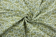 Load image into Gallery viewer, Toki is a printed Asian inspired fabric that features scalloped abstract blooming flowers.  The multi use fabric is perfect for window treatments, decorative pillows, custom cushions, bedding, light duty upholstery applications and almost any craft project.  This fabric has a soft workable feel yet is stable and durable with 50,000 double rubs.
