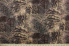 Load image into Gallery viewer, Aquatic features a reptile skin design in dark gray and peach.  The multi use fabric is perfect for window treatments, decorative pillows, custom cushions, bedding, light duty upholstery applications and almost any craft project.  It has a soft workable feel yet is stable and durable.  
