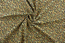 Load image into Gallery viewer, Pansy Petals is a beautiful floral design in the colors of coral, light aqua, golden yellow and black.  The multi use fabric is perfect for window treatments, decorative pillows, custom cushions, bedding, light duty upholstery applications and almost any craft project.  It has a soft workable feel yet is stable and durable.  We offer this design in several different colors.
