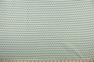  Fairmont features a modern ogee design screen printed on a cotton twill base in the colors of brown, tan and white with hints of mint green and features a soil and stain repellant finish.   The multi use fabric is perfect for window treatments, decorative pillows, custom cushions, bedding, light duty upholstery applications and almost any craft project.  It has a soft workable feel yet is stable and durable with 50,000 double rubs.
