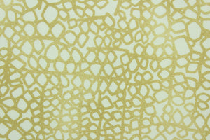 Marine is a geometrical pattern in honey on an off white background.  It can be used for several different statement projects including window accents (drapery, curtains and swags), toss pillows, bed skirts, handbags and duvet covers.  It has a soft workable feel yet is stable and durable.  