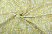 Load image into Gallery viewer, Marine is a geometrical pattern in honey on an off white background.  It can be used for several different statement projects including window accents (drapery, curtains and swags), toss pillows, bed skirts, handbags and duvet covers.  It has a soft workable feel yet is stable and durable.  
