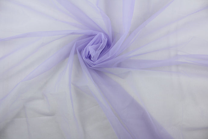  A sheer, semi firm, netting tulle in light purple .