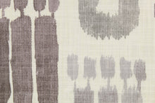 Load image into Gallery viewer, This fabric features a design in gray tones set against a dull white . 
