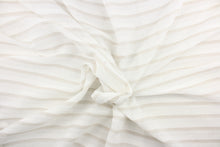 Load image into Gallery viewer, This sheer fabric features a stripe design in beige and white .
