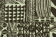 Load image into Gallery viewer,  This fabric features a tribal design in brown and natural. 
