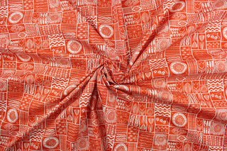 This fabric features a patchwork floral design in white on a orange background.  It has a nice soft hand and would be great for quilting, crafting and home decor.  