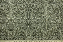 Load image into Gallery viewer, This tapestry features a beautiful demask design in champagne , black, and taupe with a latex backing.
