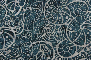 This fabric features a variety of large seashells in light gray on a navy blue background.  It has a nice soft hand and would be great for quilting, crafting and home decor.  