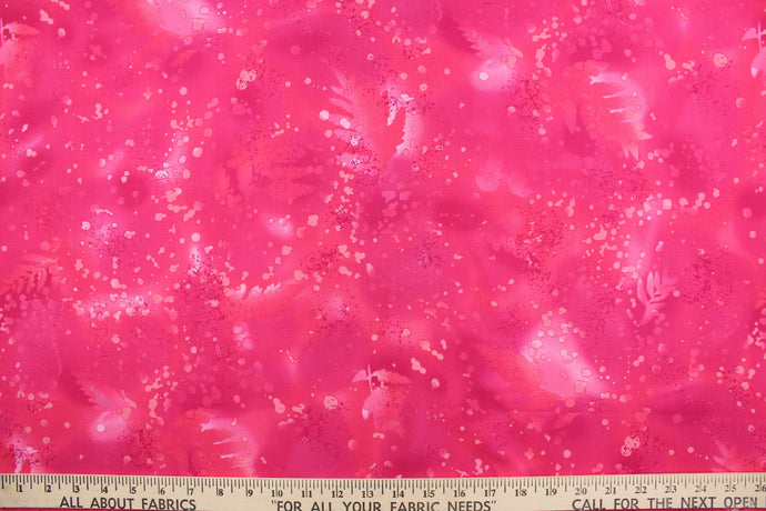 This fabric features ferns with a distressed look that enhances the design.  Colors included are various shades of pink.  It has a nice soft hand and would be great for quilting, crafting and home decor.  We offer this fabric in several different colors.