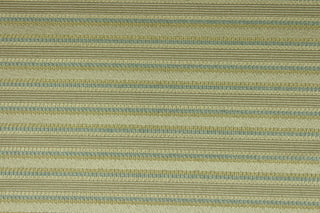 This rich woven yarn dyed fabric features a striped design in heather blue and champagne.  Enhancing the color and texture of the stripes is a slight sheen.  Heavy weight and woven stripes make the 100% polyester fabric durable, strong and fade resistant.  This fabric would enrich any room whether you use it for light upholstery, throw pillows, drapery and home décor.