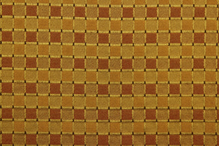  Balanced is a multi use fabric featuring a square pattern in yellow orange, orange and brown.  It is durable and hard wearing and would be great for multi-purpose upholstery, bedding, accent pillows and drapery.  We offer this pattern in two other colors.