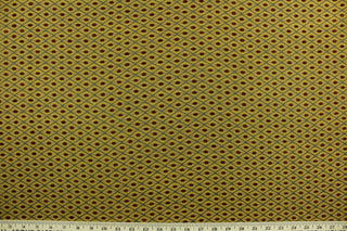 Infinite is a textured multi use fabric featuring a diamond pattern in gold, burgundy and taupe.  It is durable and hard wearing and would be great for multi-purpose upholstery, bedding, accent pillows and drapery.  