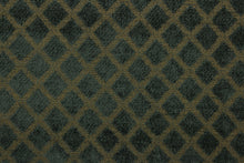 Load image into Gallery viewer, This multi use, hard wearing chenille fabric features a diamond pattern in brown and gray and would be a beautiful accent to your home décor.  It is a heavyweight fabric that is soft and is perfect for upholstery projects, toss pillows, and heavy drapery.  
