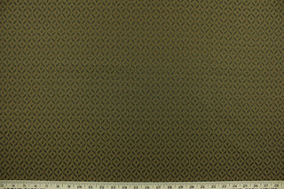 Sequenced is a multi use fabric featuring a diamond pattern in light brown on a textured dark brown background.  It is durable and hard wearing and would be great for multi-purpose upholstery, bedding, accent pillows and drapery.  