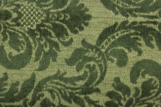 This multi use, hard wearing chenille fabric features a damask pattern in shades of green and would be a beautiful accent to your home décor.  It is a heavyweight fabric that is soft and is perfect for upholstery projects, toss pillows, and heavy drapery.  