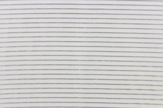 This sheer fabric features a stripe design in sliver.