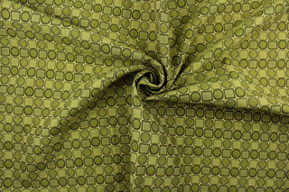 This multi use fabric features a retro design in peridot.  It is durable and hard wearing and would be great for multi-purpose upholstery, bedding, accent pillows and drapery. 