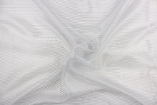 Load image into Gallery viewer, This sheer fabric features a stripe design in sliver.
