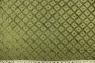 This multi use, hard wearing chenille fabric features a diamond pattern with circles in green and would be a beautiful accent to your home décor.  It is a heavyweight fabric that is soft and is perfect for upholstery projects, toss pillows, and heavy drapery.