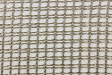 Load image into Gallery viewer, This sheer fabric features a net weave design in a pewter. 

