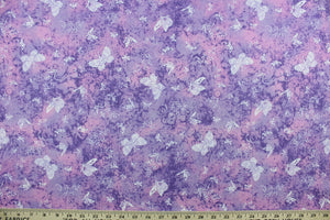 This fabric features butterflies and small flowers in white and varying shades of violet.  The lightweight fabric is easy to sew and has a soft hand.  The versatile fabric makes it great for quilting, crafting and home décor.  