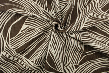 Load image into Gallery viewer, This fabric features an oversized leaf design in brown and off white 
