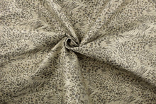 Load image into Gallery viewer, This fabric features a unique design in shades of gray, taupe, and beige with a latex backing.
