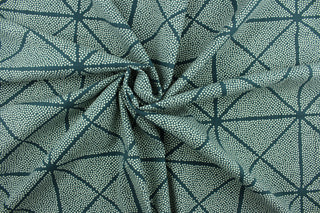 This fabric features a geometrical design in navy blue and white.  It can be used for several different statement projects including window accents (drapery, curtains and swags), decorative pillows, hand bags, bed skirts, duvet covers, light duty upholstery and craft projects.  It has a soft workable feel yet is stable and durable.   
