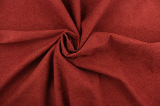  This multi use, hard wearing, solid chenille fabric in deep red would be a beautiful accent to your home décor.  It is a heavyweight fabric that is soft and is perfect for upholstery projects, toss pillows and heavy drapery.  