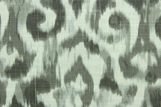  Sariya is a multi use, graphite gray, ikat print, basket weave fabric with a durability of 20,000 double rubs.  It can be used for several different statement projects including window accents (drapery, curtains and swags), decorative pillows, hand bags, bed skirts, duvet covers, upholstery and craft projects.  