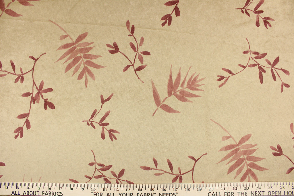 Printed Velvet Falling Leaves in Tan – All About Fabrics