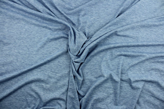 This denim blue cotton jersey fabric, has a 4-way stretch that is soft, durable, breathable and will allow movements of the body.  Uses include t-shirts, sportswear, loungewear, leggings, children's apparel, bedding and sheets.  We offer a variety of jersey fabrics.