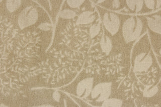 An upholstery velvet featuring a floral design in a tone on tone khaki.