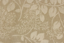 Load image into Gallery viewer, An upholstery velvet featuring a floral design in a tone on tone khaki.
