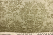 Load image into Gallery viewer, : An upholstery velvet featuring a floral/demask design in a tone on tone beige.
