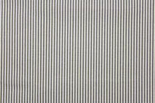 Load image into Gallery viewer, his fabric features a stripe design in gray and white .
