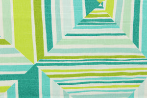  The green color offers a maze of different shades of green, turquoise, and teal with white between. 
