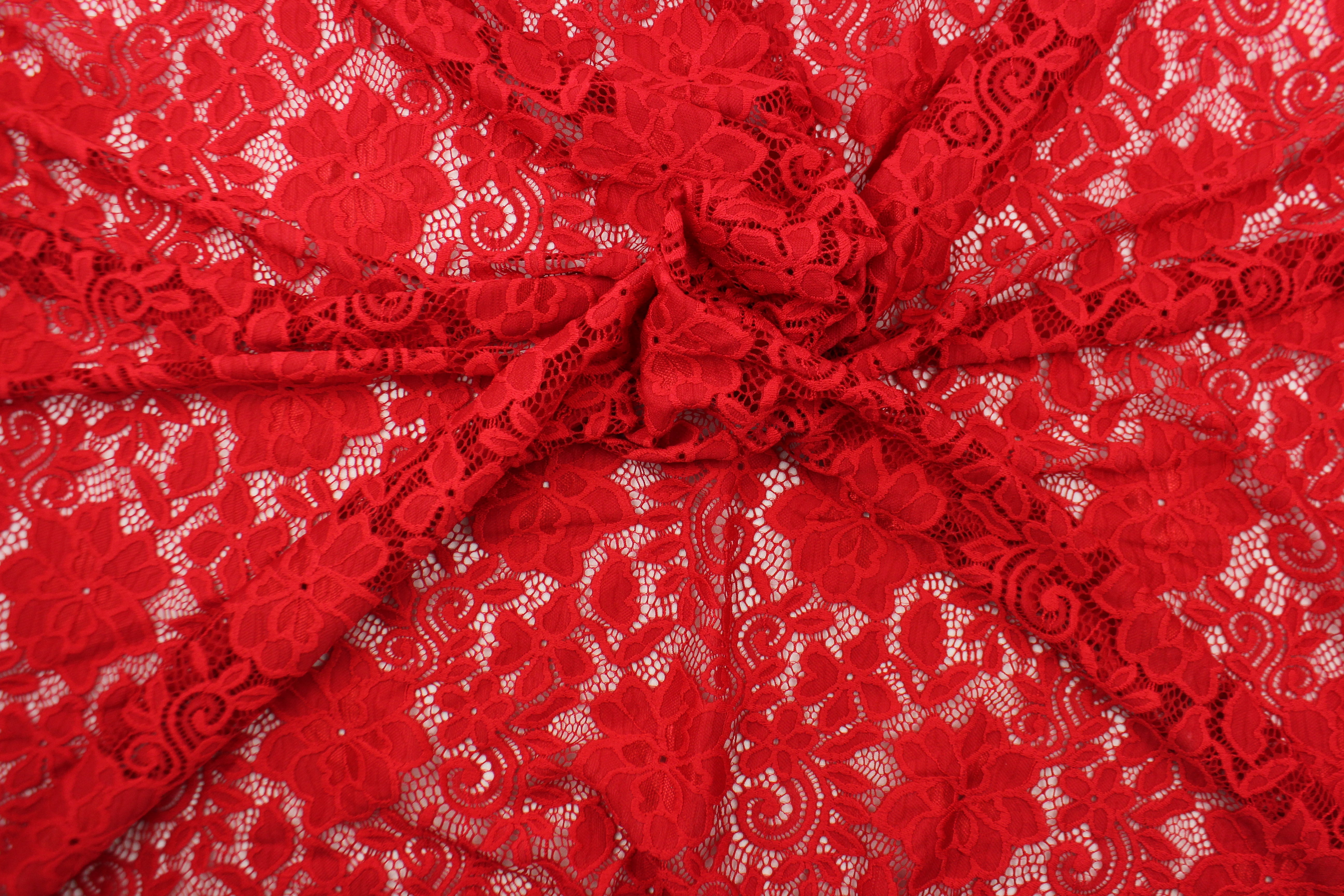 Stretch Lace Fabric in Red All About Fabrics Stretch Lace Fabric in Red All About Fabrics