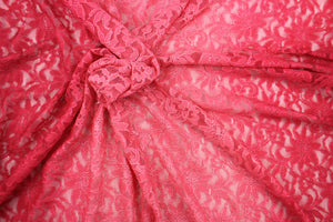 This lace features a floral design in a Ombre rich rose pink.