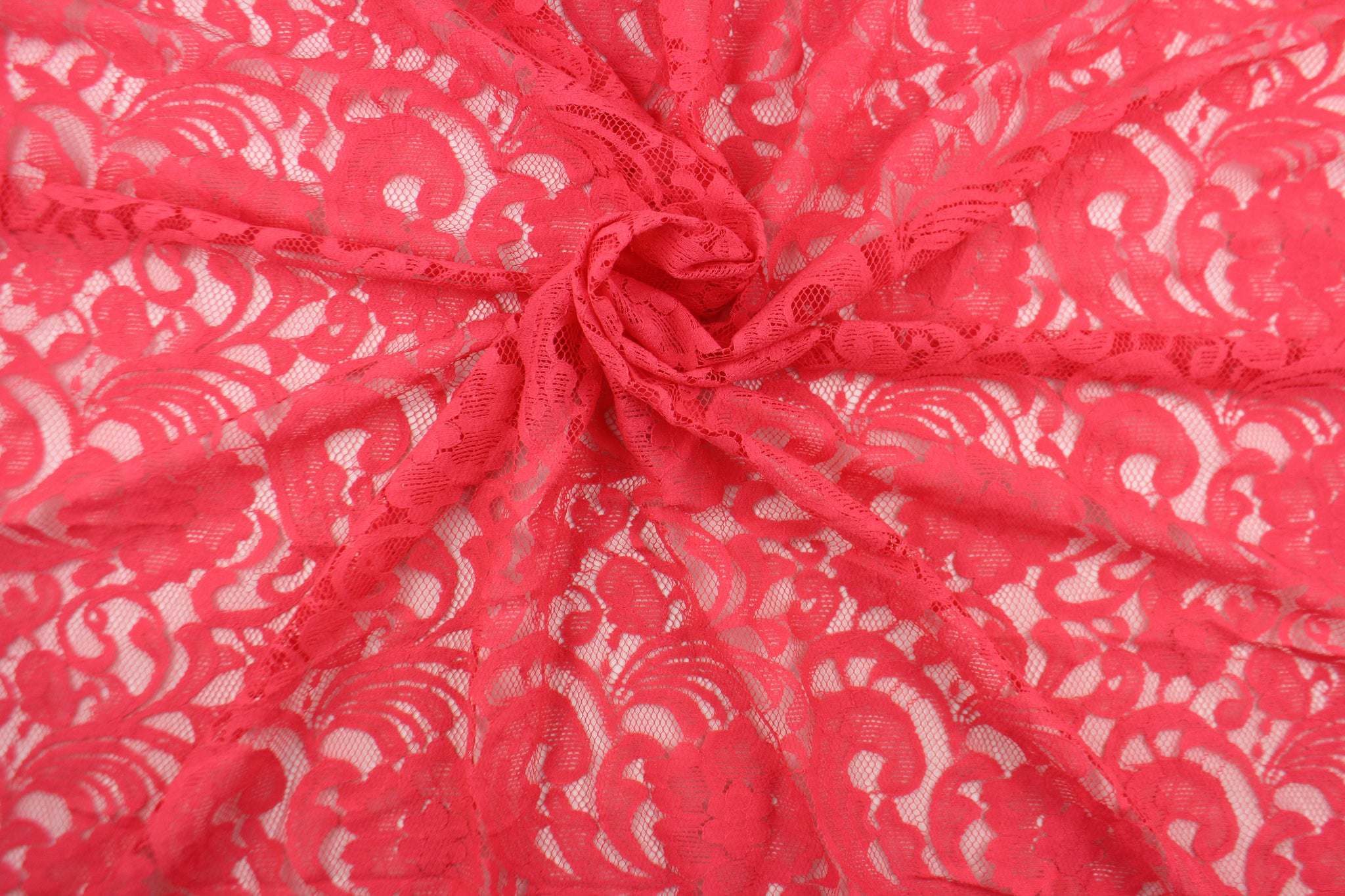 Neon Pink Floral Stretch Lace