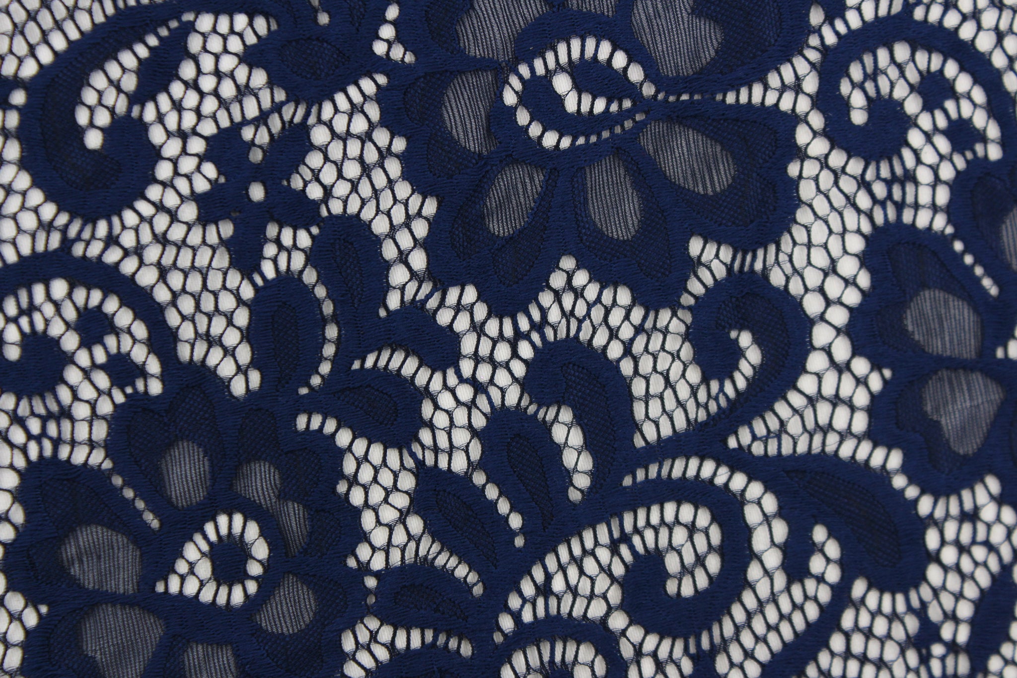 Embroidered Stretch Lace Apparel Fabric Sheer Dark Navy Floral EE106 