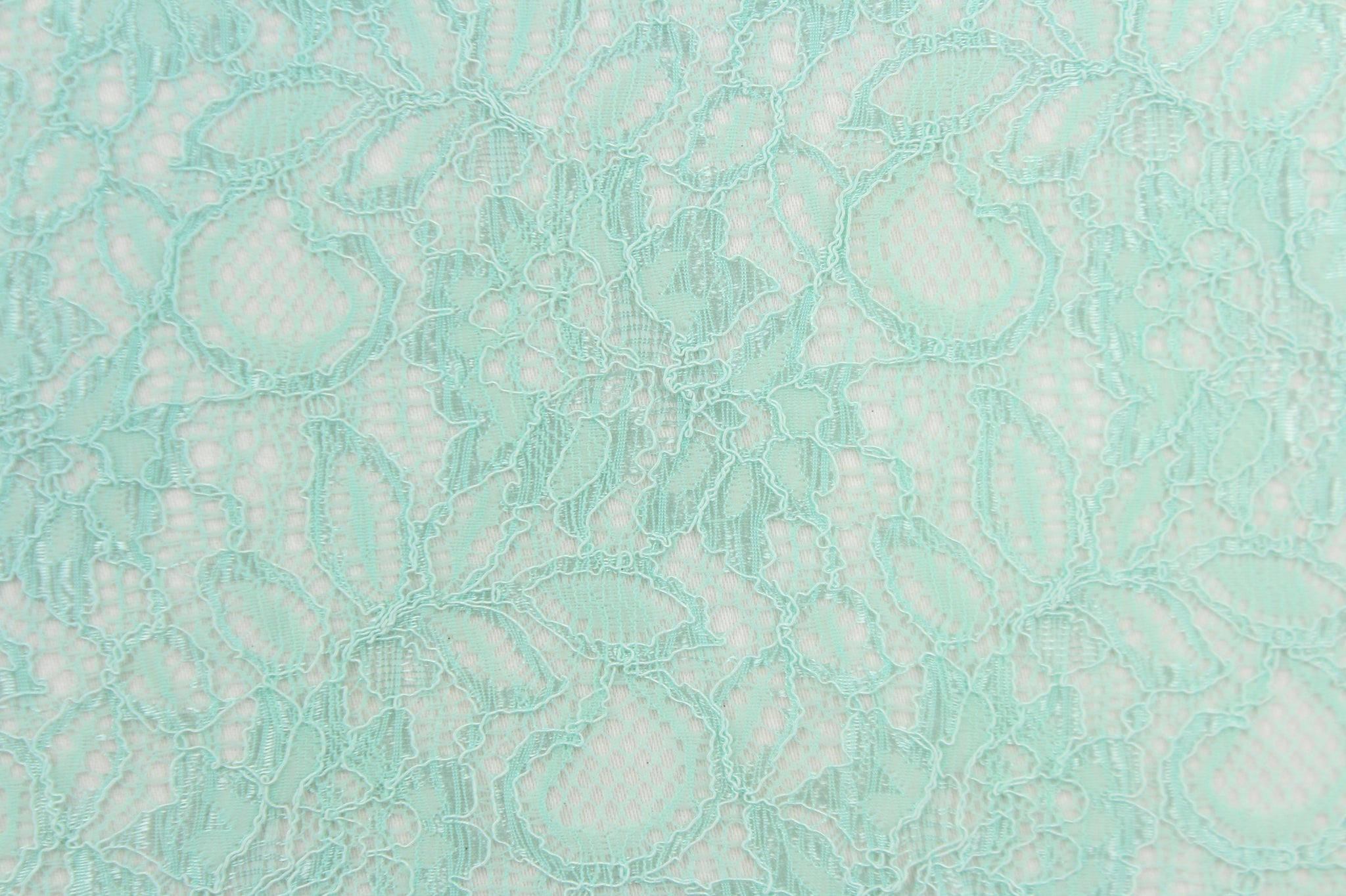Mint Green Stretch Lace Fabric, Apparel / Curtains, 45 Wide