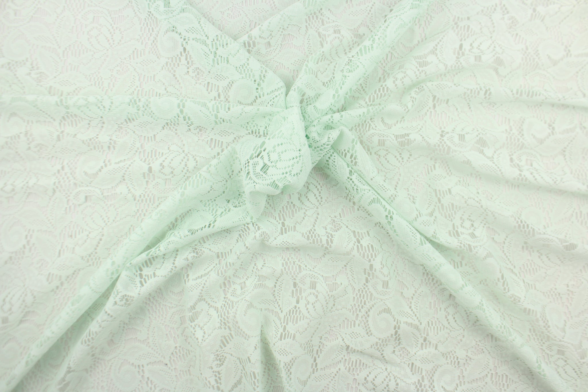 Stretch Lace in Light Green - All About Fabrics