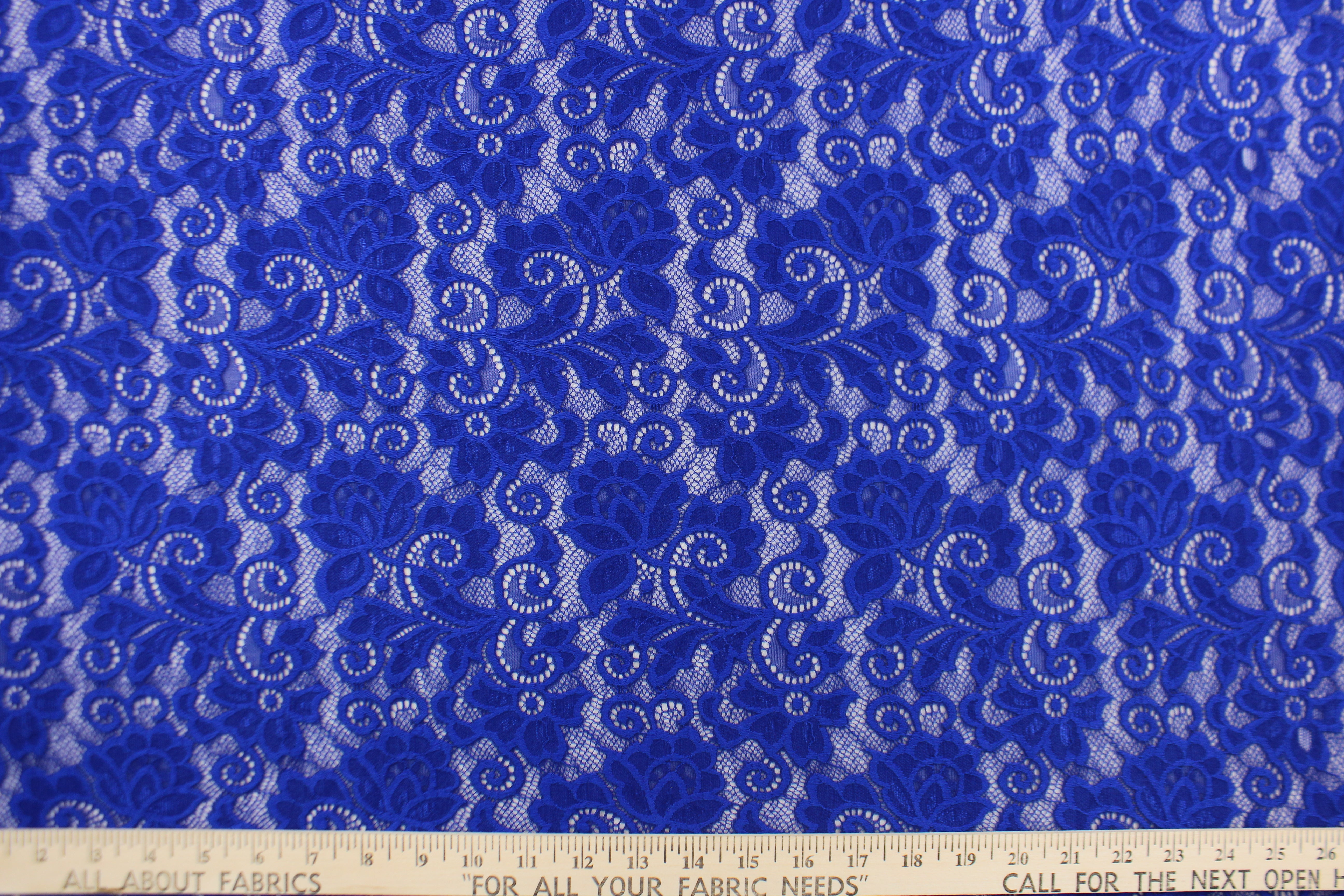 Royal Blue 4 Way Stretch Lace Mesh, Blue Floral Chantilly Lace Fabric, Lace  for Lingerie, Bra, Dresses, Floral Spandex Lace, Delicate Lace 