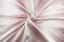 Load image into Gallery viewer, Infinity is a multi purpose fabric featuring a striped design in dusty rose and soft white.  It offers a slight sheen which enhances the design.  The versatile fabric is perfect for window accents (draperies, valances, curtains and swags) cornice boards, accent pillows, bedding, headboards, cushions, ottomans, slipcovers and upholstery.  It has a soft workable feel yet is stable and durable.  
