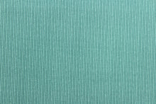 Load image into Gallery viewer, This solarium outdoor print features a two tone striped design in turquoise.  It is durable and can withstand up to 500 hours of sunlight, water and stain resistant and has 10,000 double rubs.  It is perfect for cushions, tablecloths, decorative pillows and upholstery projects.  Bring indoors when not in use. 
