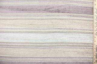 Portofino is a striped, woven upholstery weight fabric in amethyst, light green, light blue and pearl.  It is great for upholstery projects including sofas, chairs, dining chairs, pillows, handbags and craft projects.  It is soft and durable and would make a great accent to any room.  